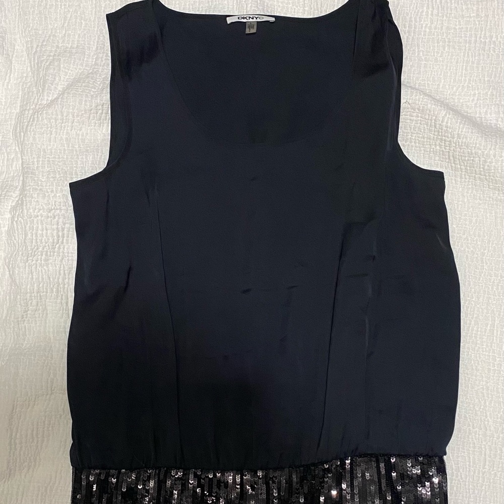 DKNY “Silk” Top with Sequin Skirt